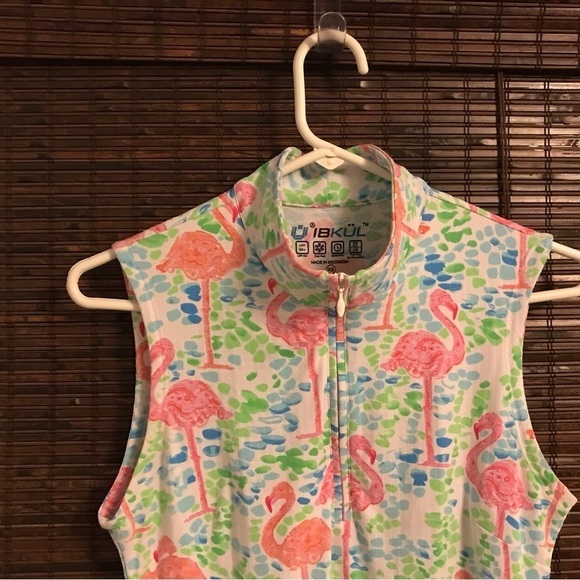 IBKUL Flamingo Print Zip up tennis dress - Picture 4 of 8